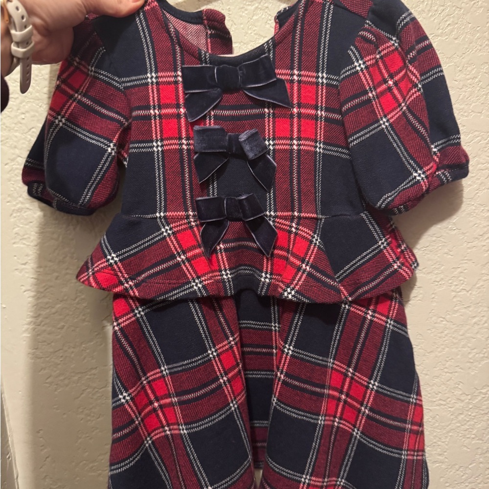 Janie and Jack Red and Navy Plaid Dress